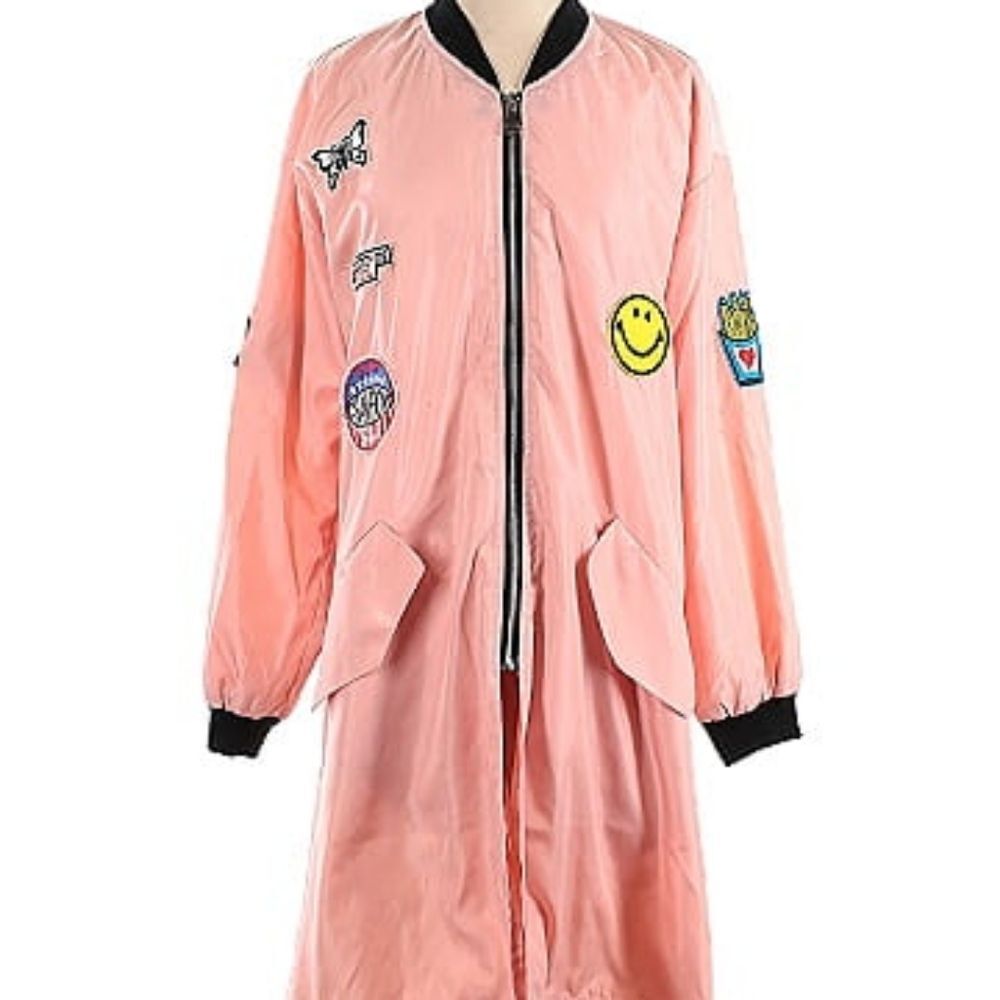 36.5 Long Bomber Jacket Patches Sporty Casual sz: S
